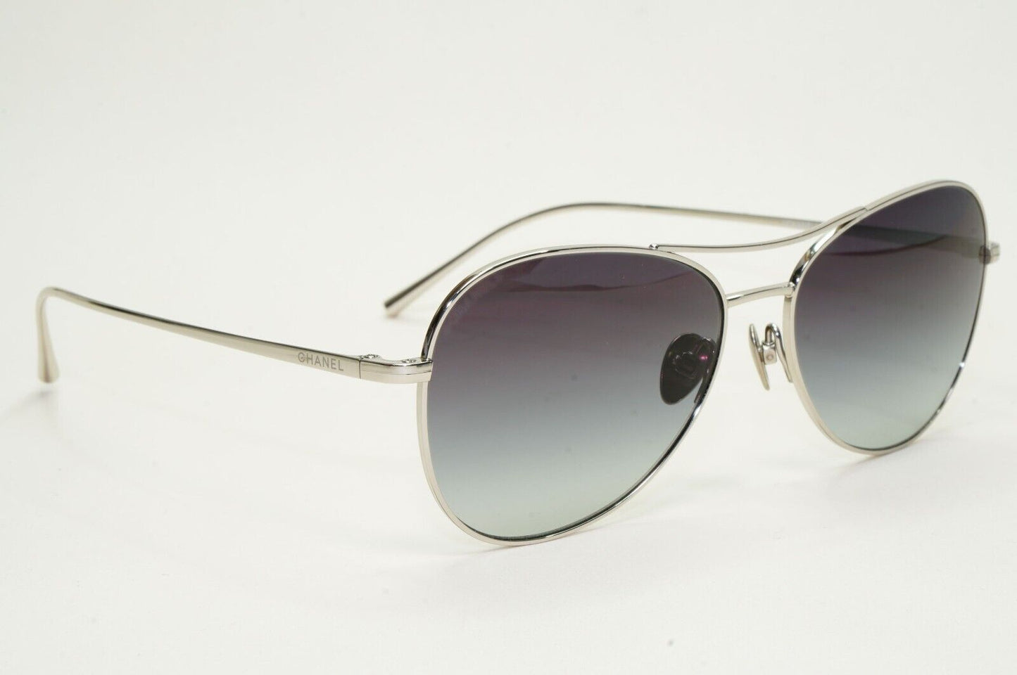 Chanel Sunglasses Titanium Silver Pilot Grey Gradient Metal 4259-T c.124/S6 56mm