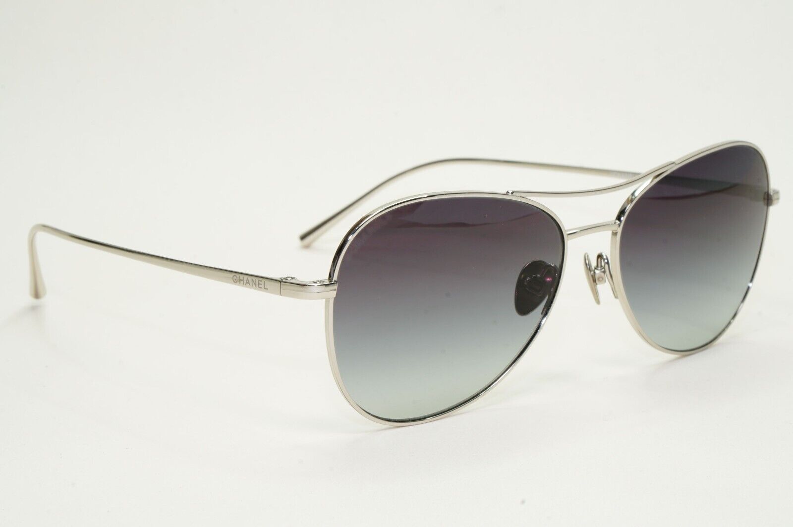 Chanel Sunglasses Titanium Silver Pilot Grey Gradient Metal 4259-T c.124/S6 56mm
