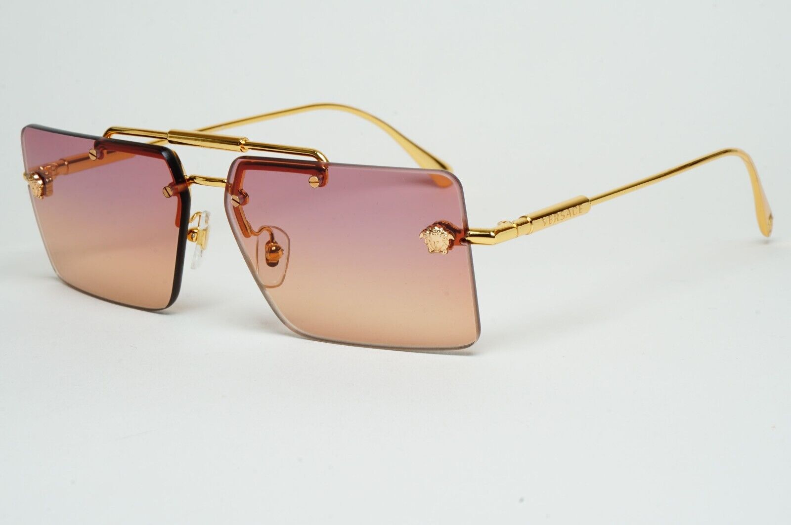 Versace Sunglasses Gold Rimless Gold Fuchsia Orange Gradient MOD VE 2245 1002/78