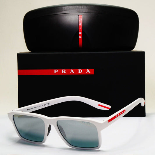 Prada Sunglasses White Grey Mirror Square PS05YS SPS 05Y TWK-40A 58mm 050824