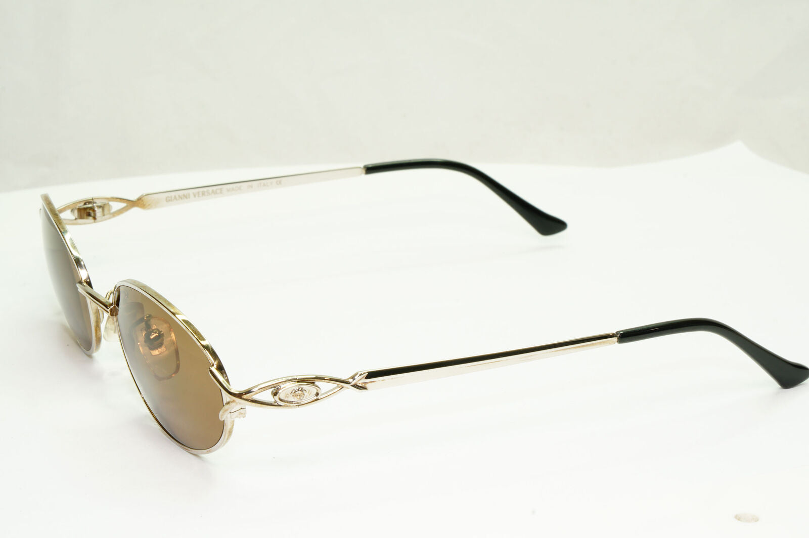 Gianni Versace 1995 Sunglasses Vintage Silver Brown Oval MOD H41 COL 26M