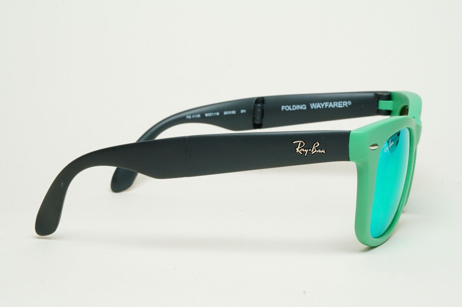 Ray-Ban Sunglasses Folding Wayfarer Green Mirror Black RB 4105 6021/19 50mm