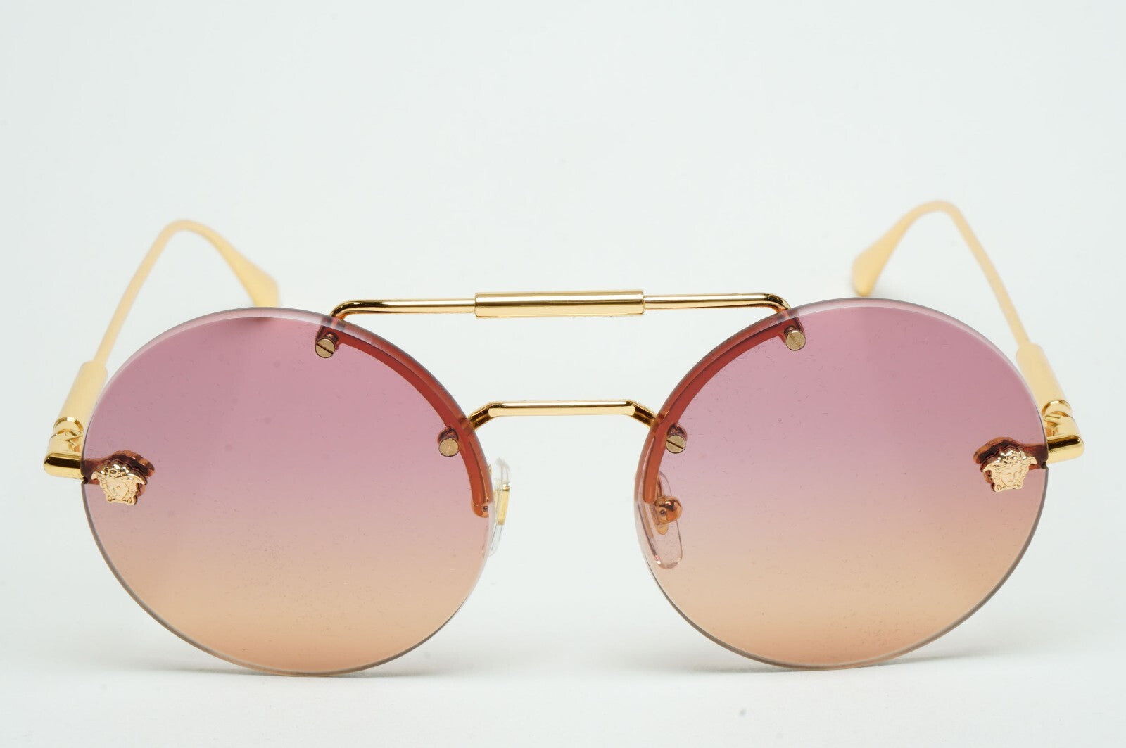 Versace Sunglasses Rimless Round Gold Fuchsia Orange MOD 2244 1002/78