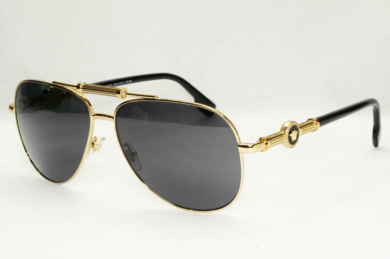 Versace Sunglasses Black Gold Pilot Medusa Metal MOD VE 2236 1002/87 59mm