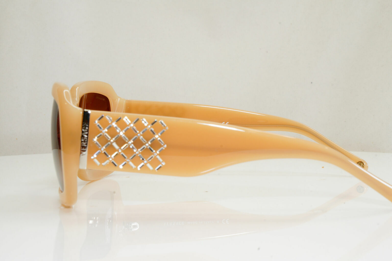 Versace Nude Beige Rhinestone Sunglasses Diamante Vintage MOD 4147 329/13 28499