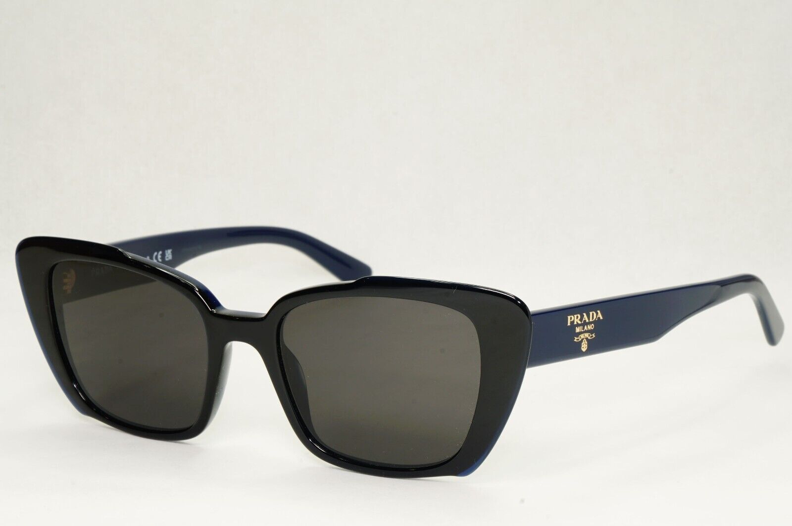 Prada Sunglasses Black Dark Blue Square Glossy PR01YV VPR 01Y 08V-1O1 51mm