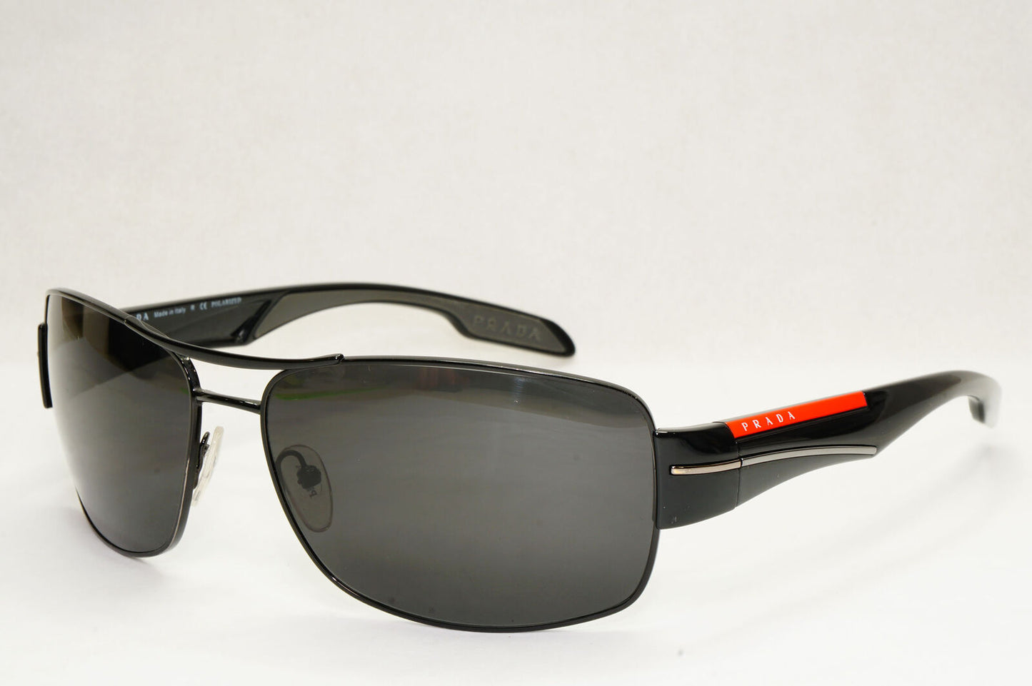 Prada Sunglasses Black Wrap Red Stripe Rossa PS53NS SPS 53N 7AX-5W1 65mm 131223