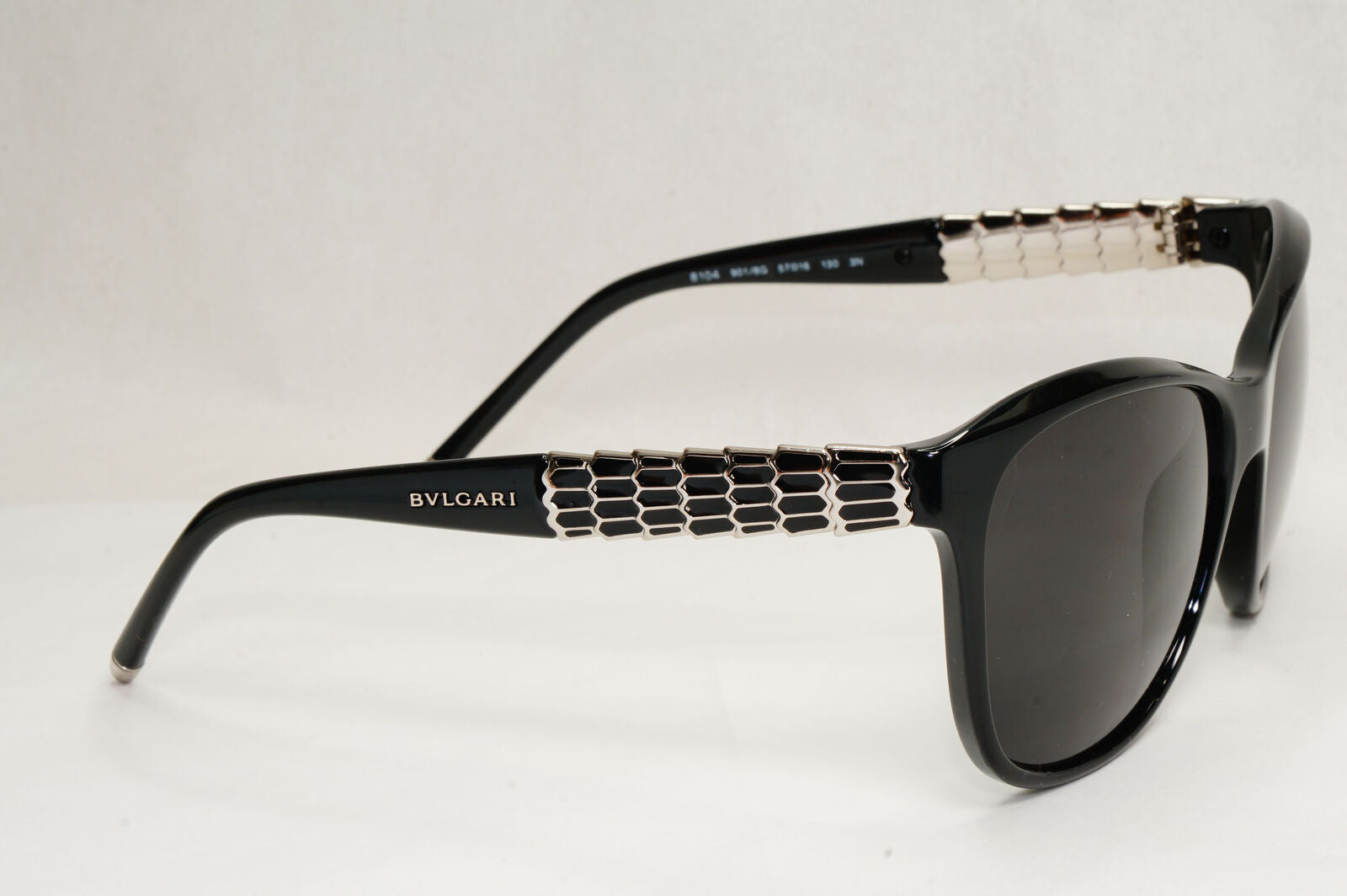 Bvlgari Sunglasses 2011 Vintage Black Silver Scales Square 8104 901/8G 060324