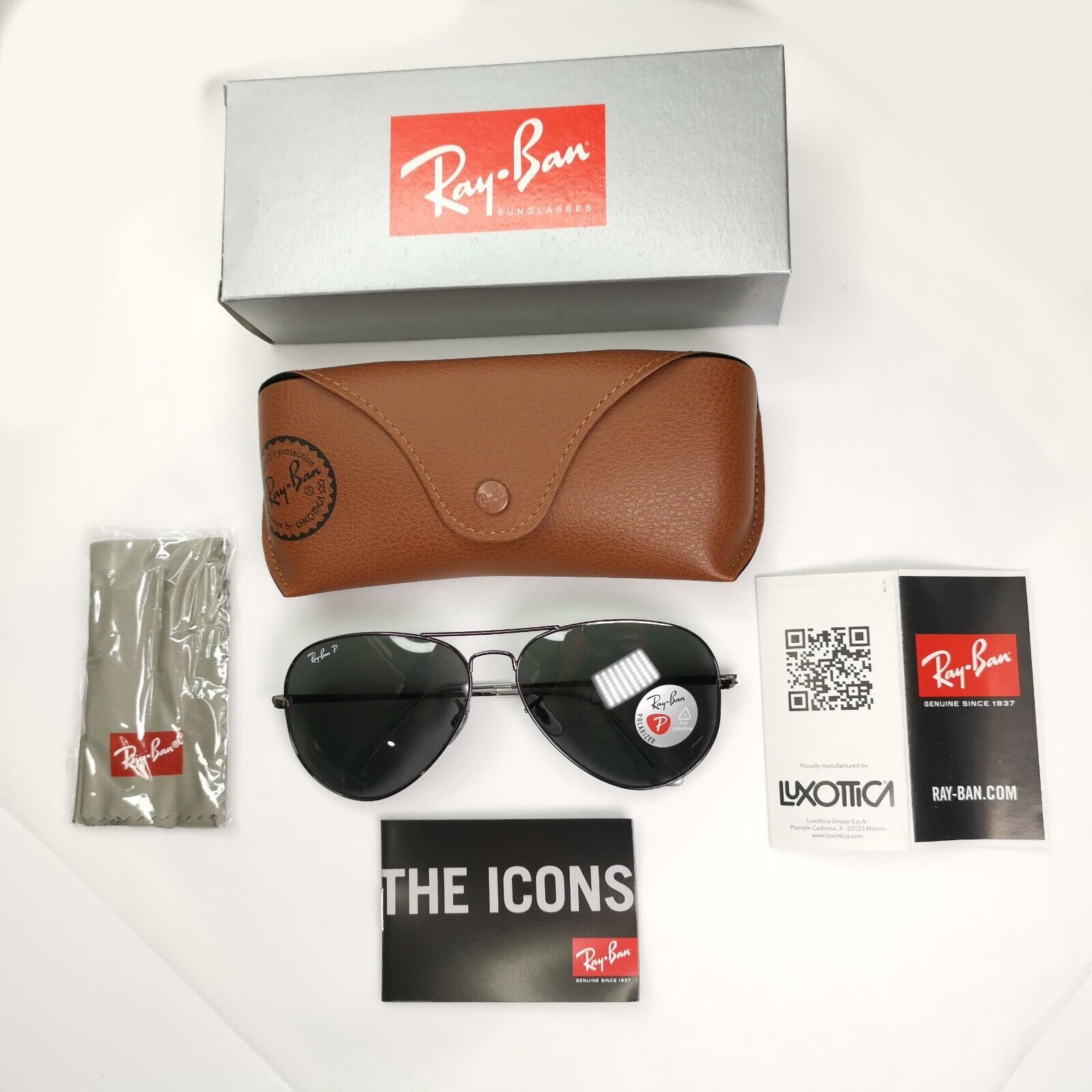 Ray-Ban Sunglasses Aviator II Polarised Gunmetal Black RB 3689 Metal 004/48 62mm