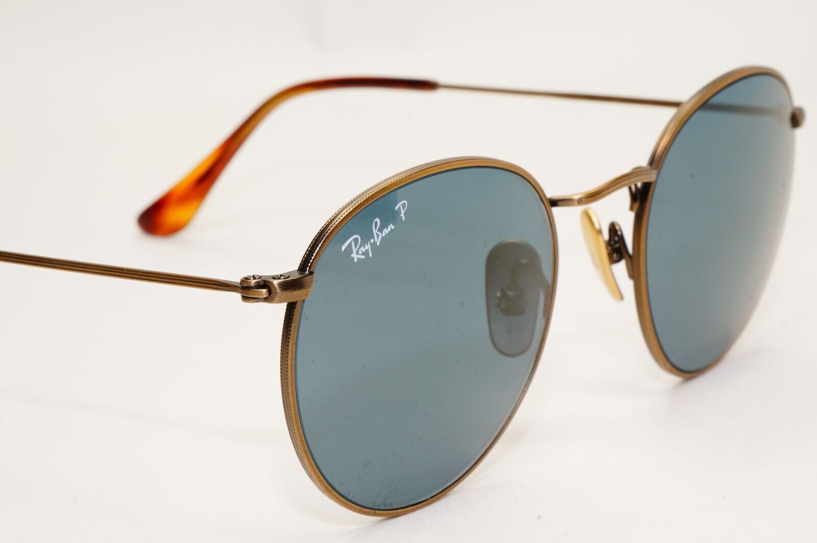 Ray-Ban Sunglasses Round Titanium Polarised Bronze Blue RB 8247 9207/T0 50mm