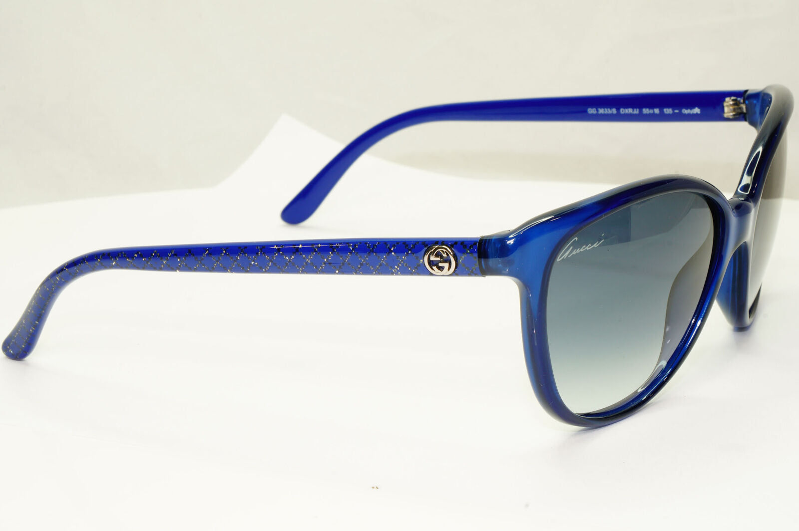 Gucci 2013 Sunglasses Blue Monogram Grey Smoke Gradient Square GG 3633/S DXRJJ