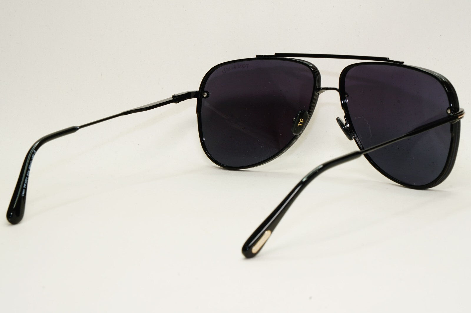 Tom Ford Sunglasses Black Glossy Metal Pilot Leon FT1071 TF 1071 01A 62mm [a]