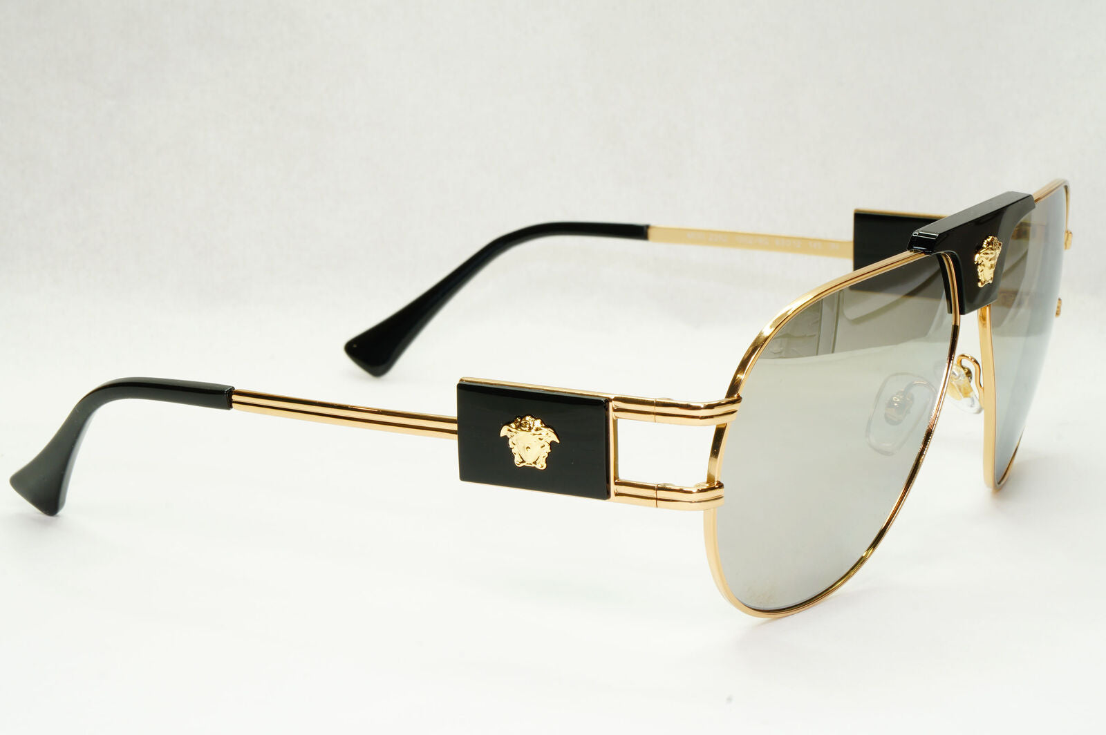 Versace Sunglasses Gold Silver Mirror Metal Pilot Large MOD VE 2252 1002/6G