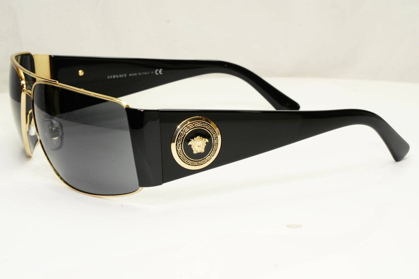 Versace Sunglasses Black Gold Medusa Square Metal MOD VE 2163 1002/87