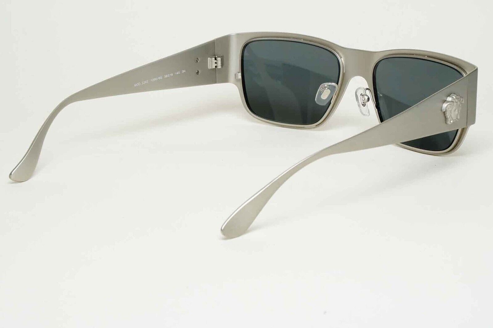 Versace Sunglasses Silver Medusa Square Brushed Metal MOD VE 2262 1266/6G 56mm