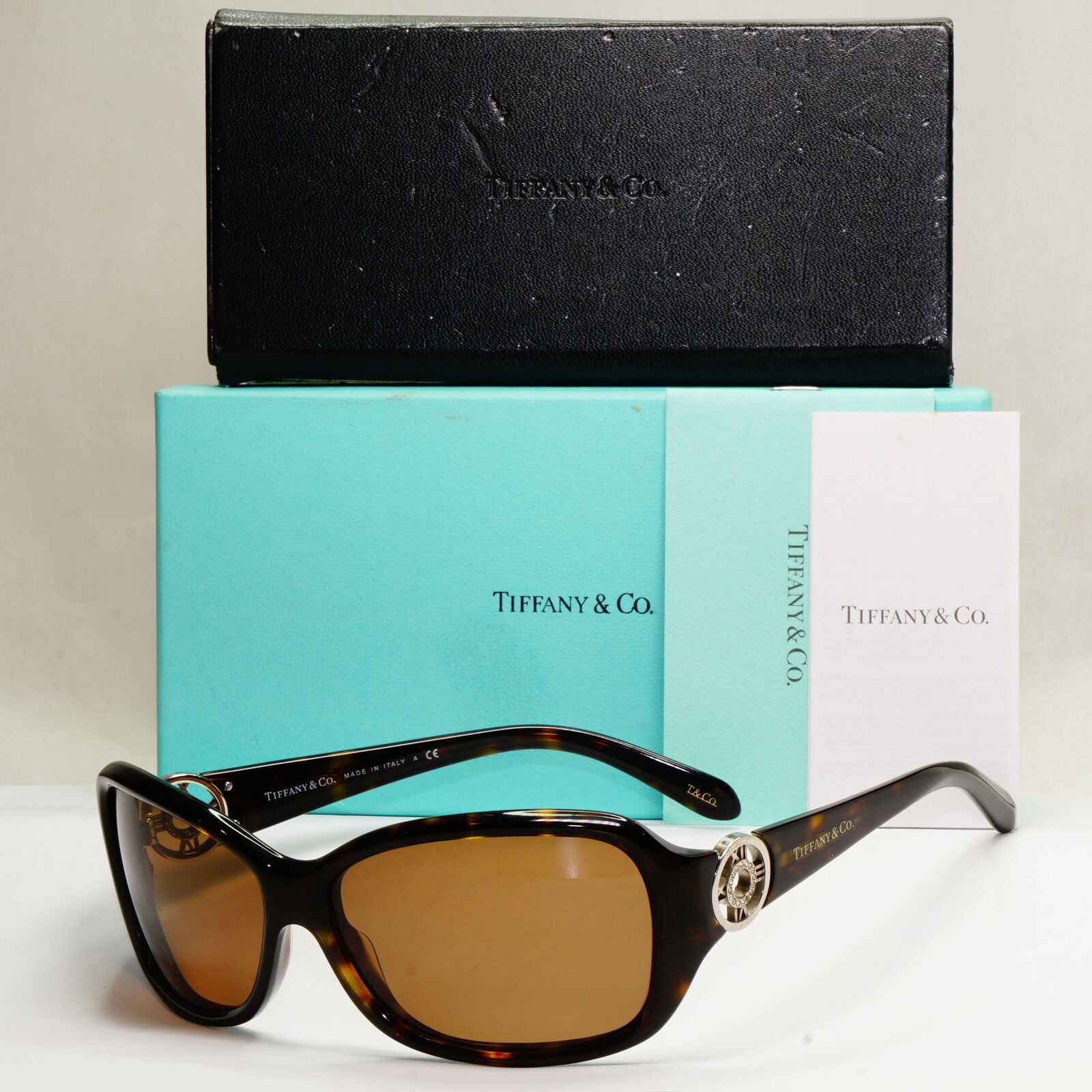 Tiffany & Co 2010 Vintage Brown Tortoise Sunglasses TF 4003-B 8015/3G 070224