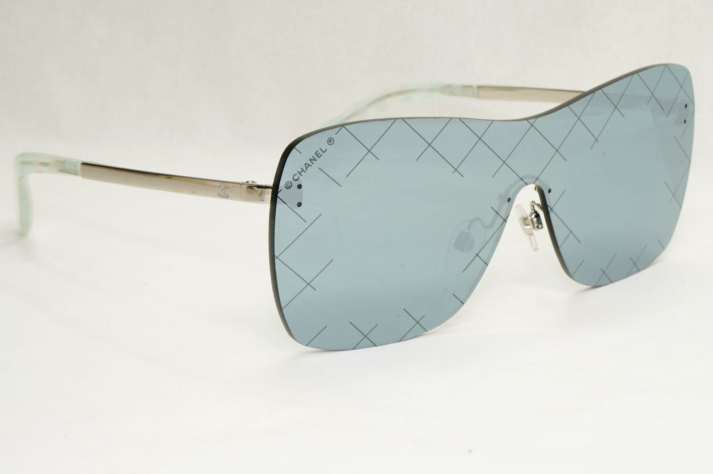 Chanel Sunglasses Silver Grey Mirrored Shield Visor 4215 c.124/6G