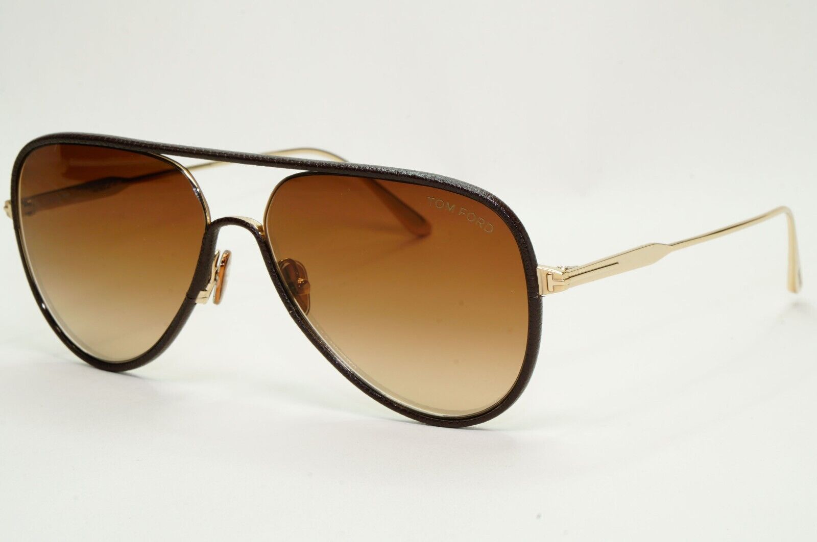 Tom Ford Sunglasses Jessie-02 24K Gold Plated Leather Pilot Brown FT1016 32G
