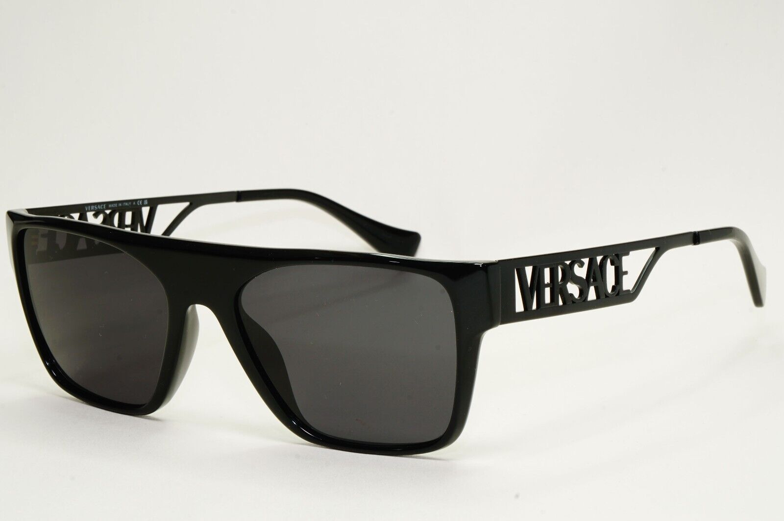 Versace Sunglasses Black Square Large Logo Letters MOD VE 3326-U 5380 55mm