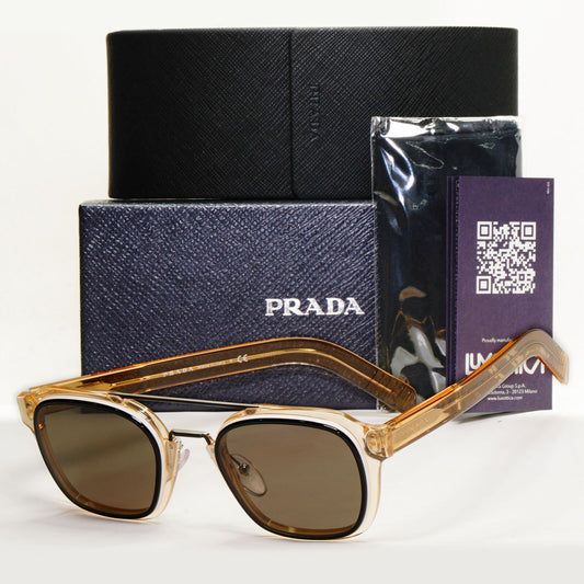 Prada Sunglasses Honey Transparent Caramel Naviator PR07WS SPR 07W 05L-5G1 50mm