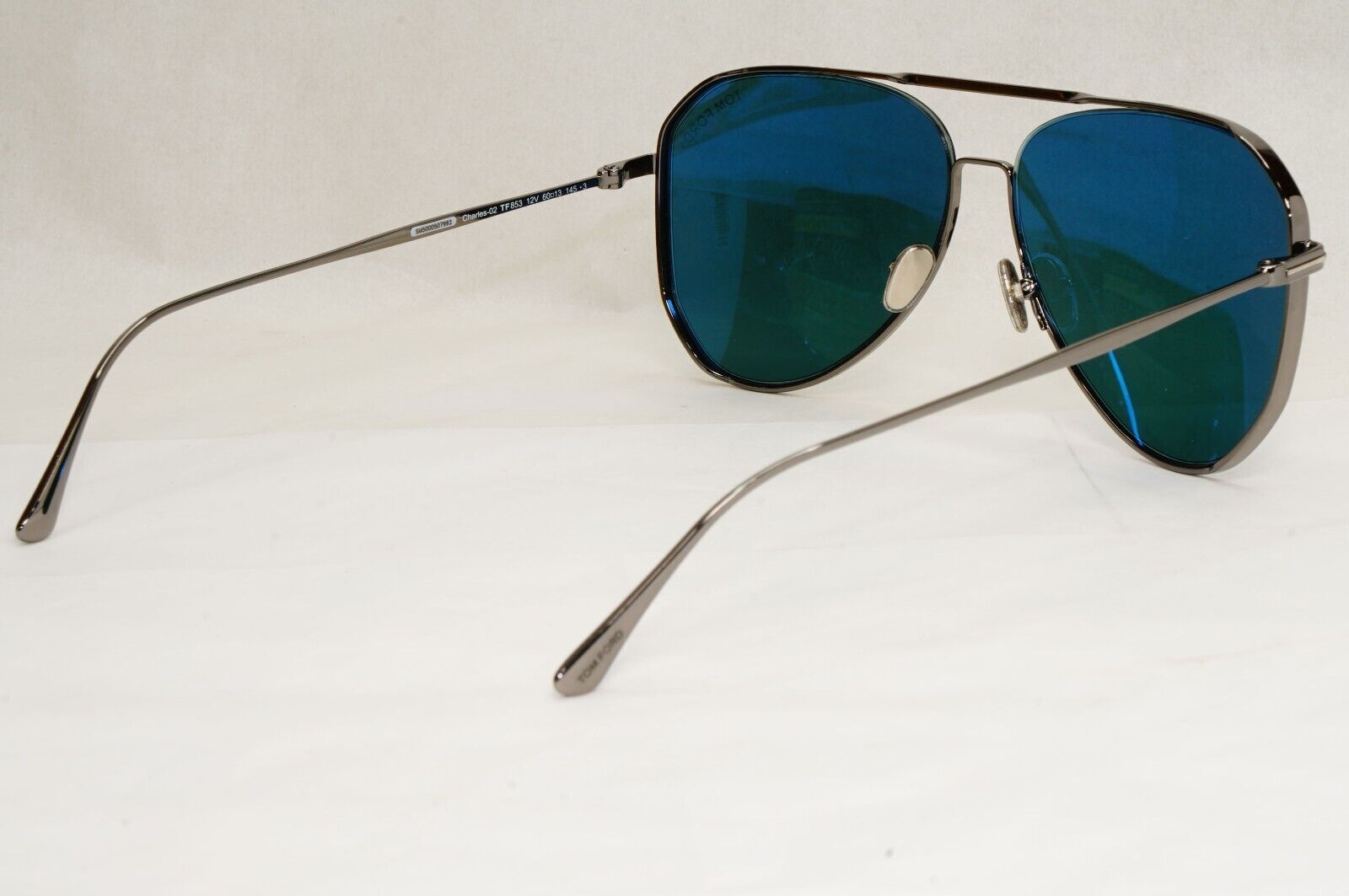 Tom Ford Sunglasses Charles-02 Gunmetal Green Blue Teal Pilot Metal TF 853 12V