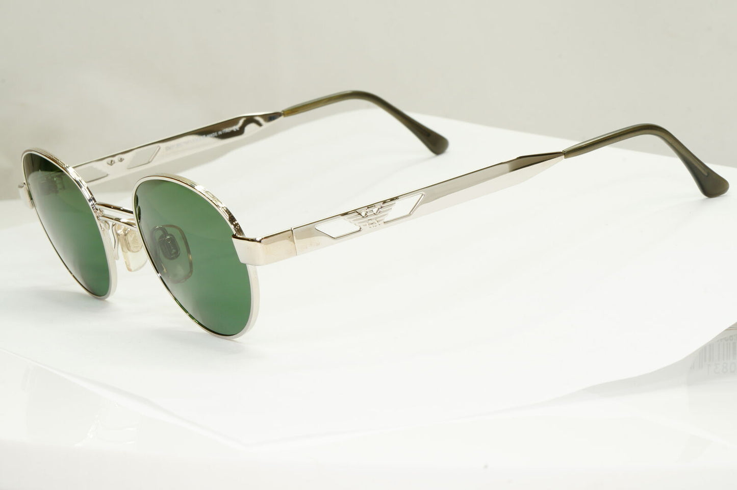 Emporio Armani Sunglasses 1997 Vintage Silver Round Green Eagle Metal 023-S 707