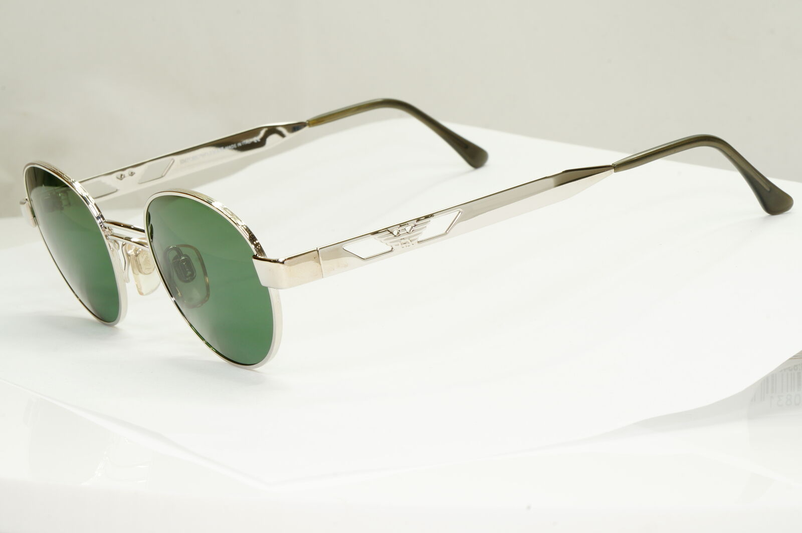 Emporio Armani Sunglasses 1997 Vintage Silver Round Green Eagle Metal 023-S 707