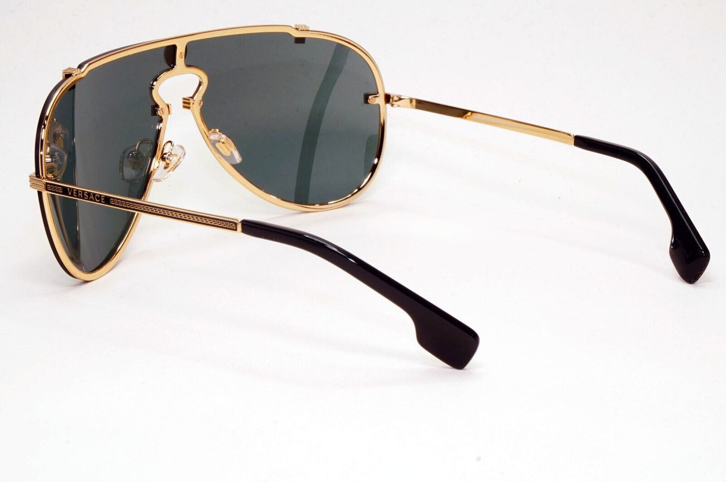 Versace Sunglasses Black Gold Pilot Medusa Metal Shield MOD VE 2243 1002/87
