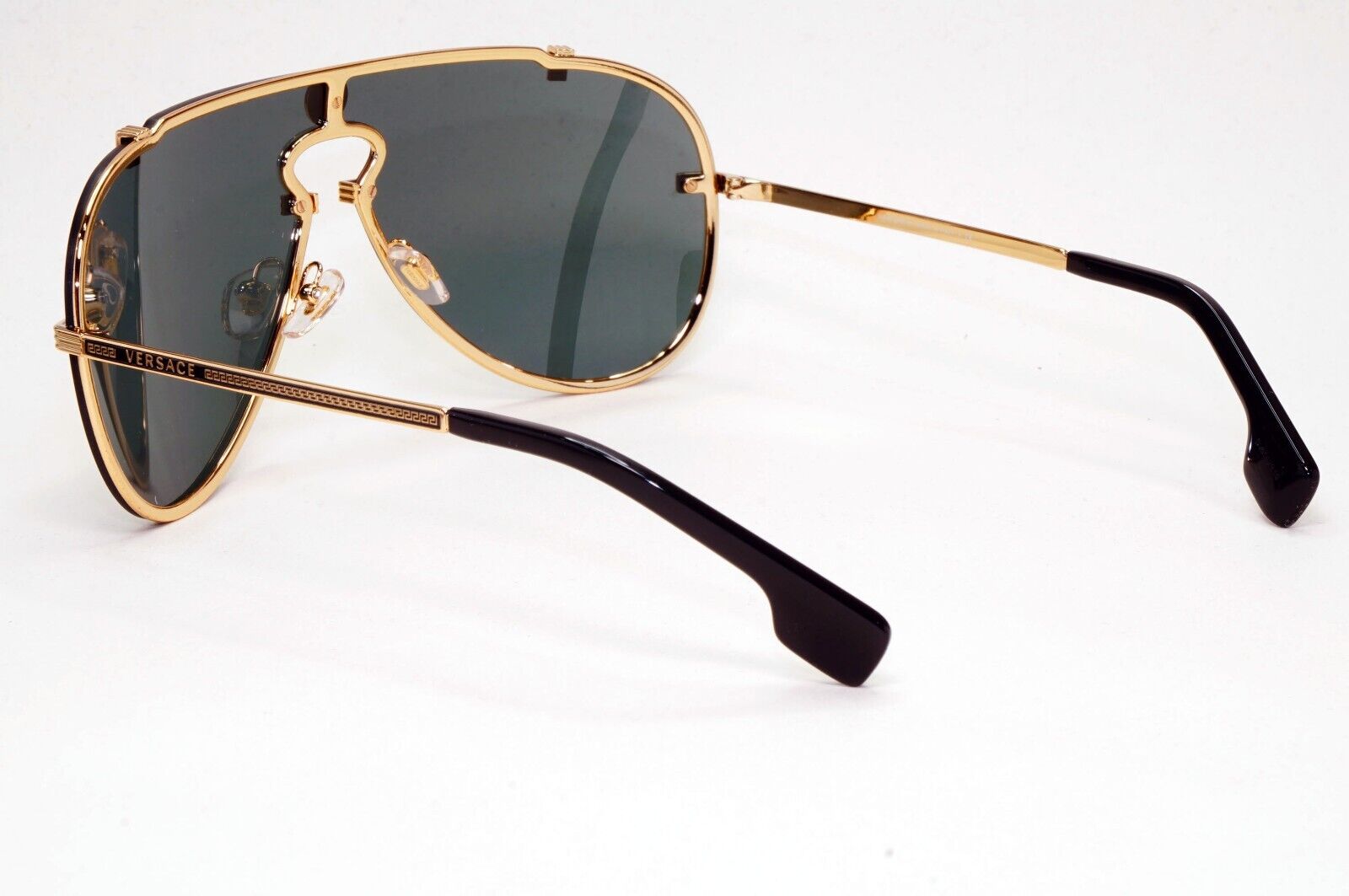 Versace Sunglasses Black Gold Pilot Medusa Metal Shield MOD VE 2243 1002/87