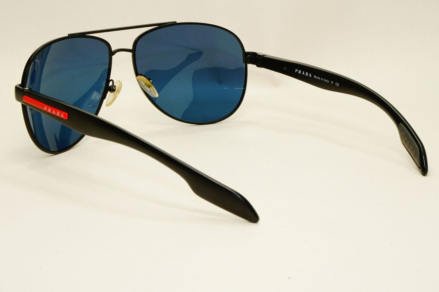 Prada Sunglasses Black Blue Pilot Red Stripe PS53PS SPS 53P 1BO-7W1 62mm 031124
