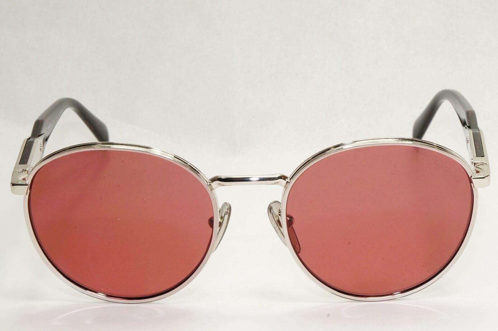Prada Sunglasses Silver Dark Violet Bordo Round Metal PR56ZS SPR 56Z 1BC-08S