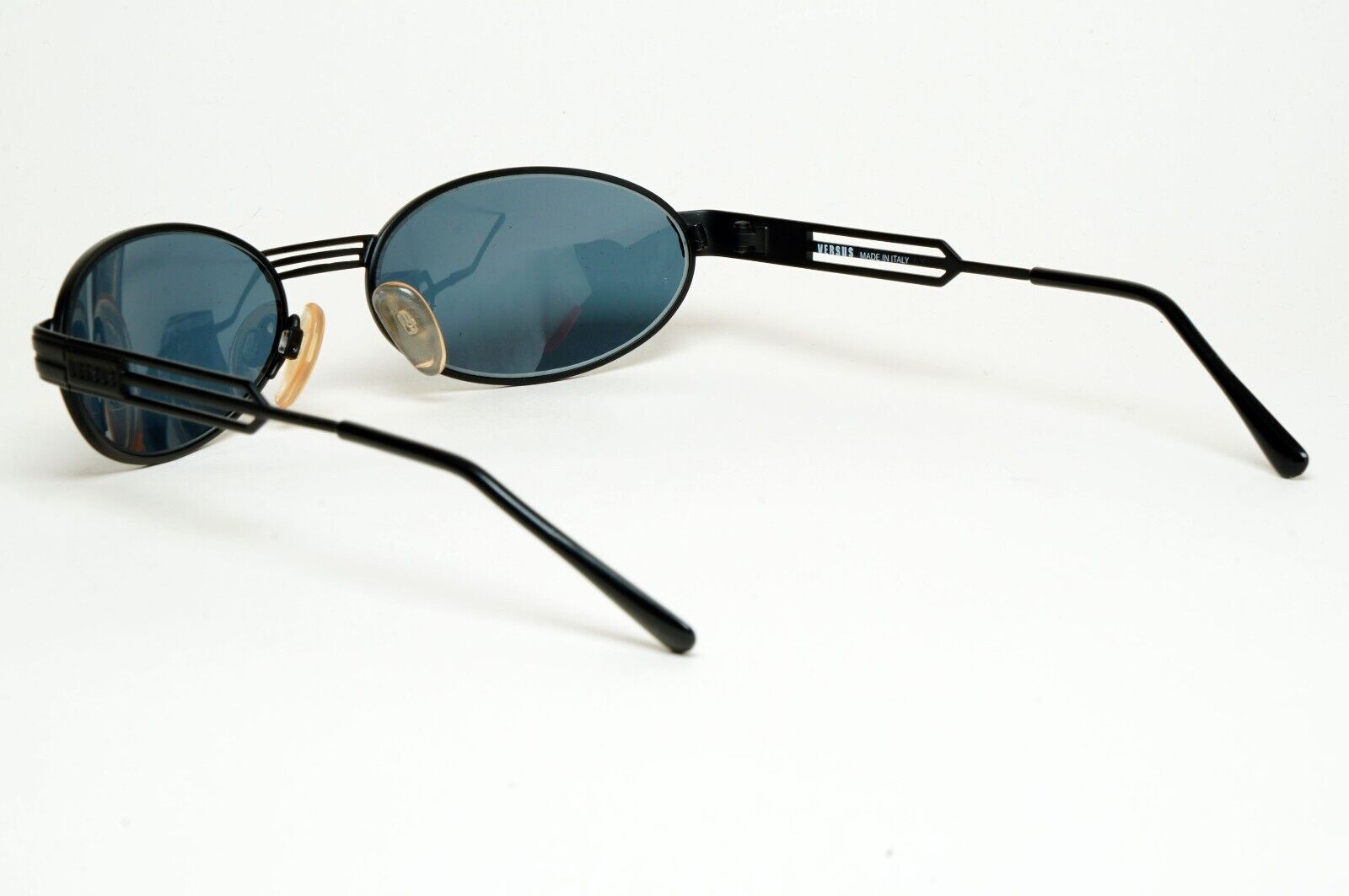Versus Sunglasses 1996 by Gianni Versace Vintage Black Oval Wrap MOD F34 COL 028