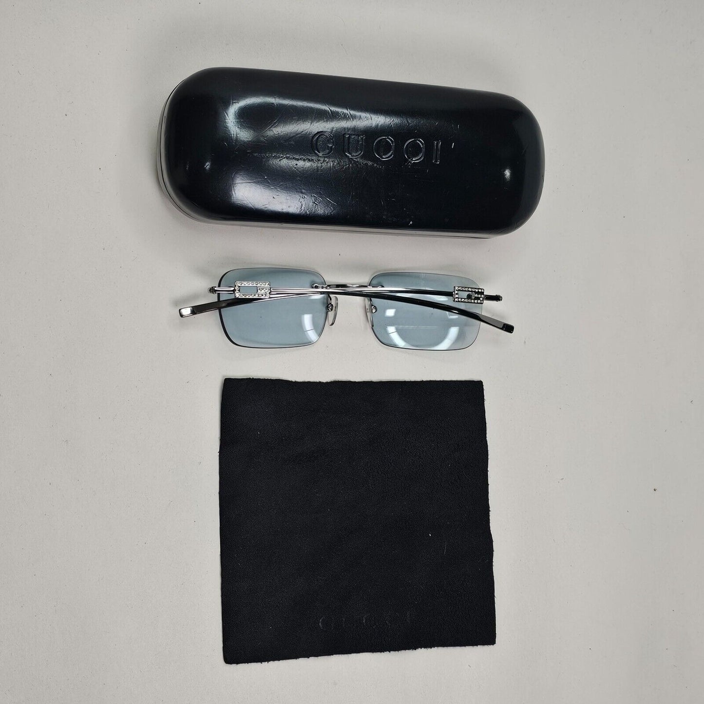 Gucci Sunglasses 1997 Vintage Rimless Blue Silver GG 1777/STRASS 6LBXY 011124