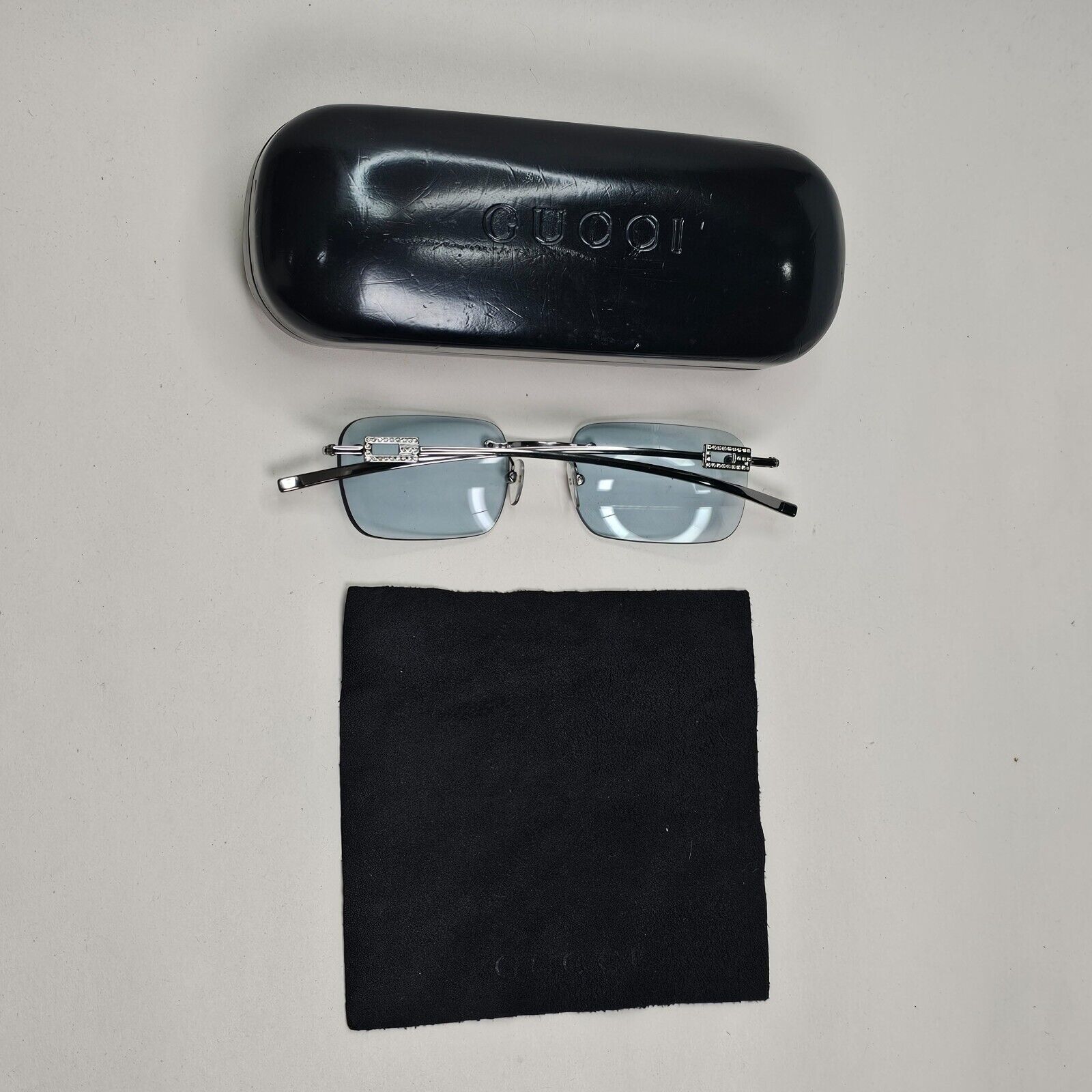 Gucci Sunglasses 1997 Vintage Rimless Blue Silver GG 1777/STRASS 6LBXY 011124