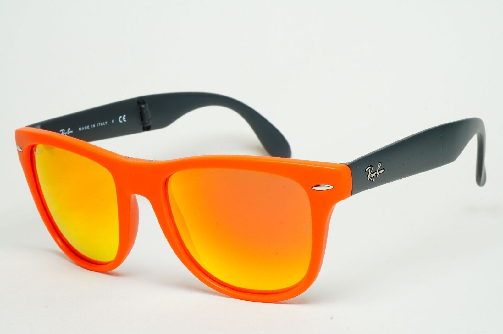 Ray-Ban Sunglasses Folding Wayfarer Orange Mirror Black RB 4105 6019/69 54mm
