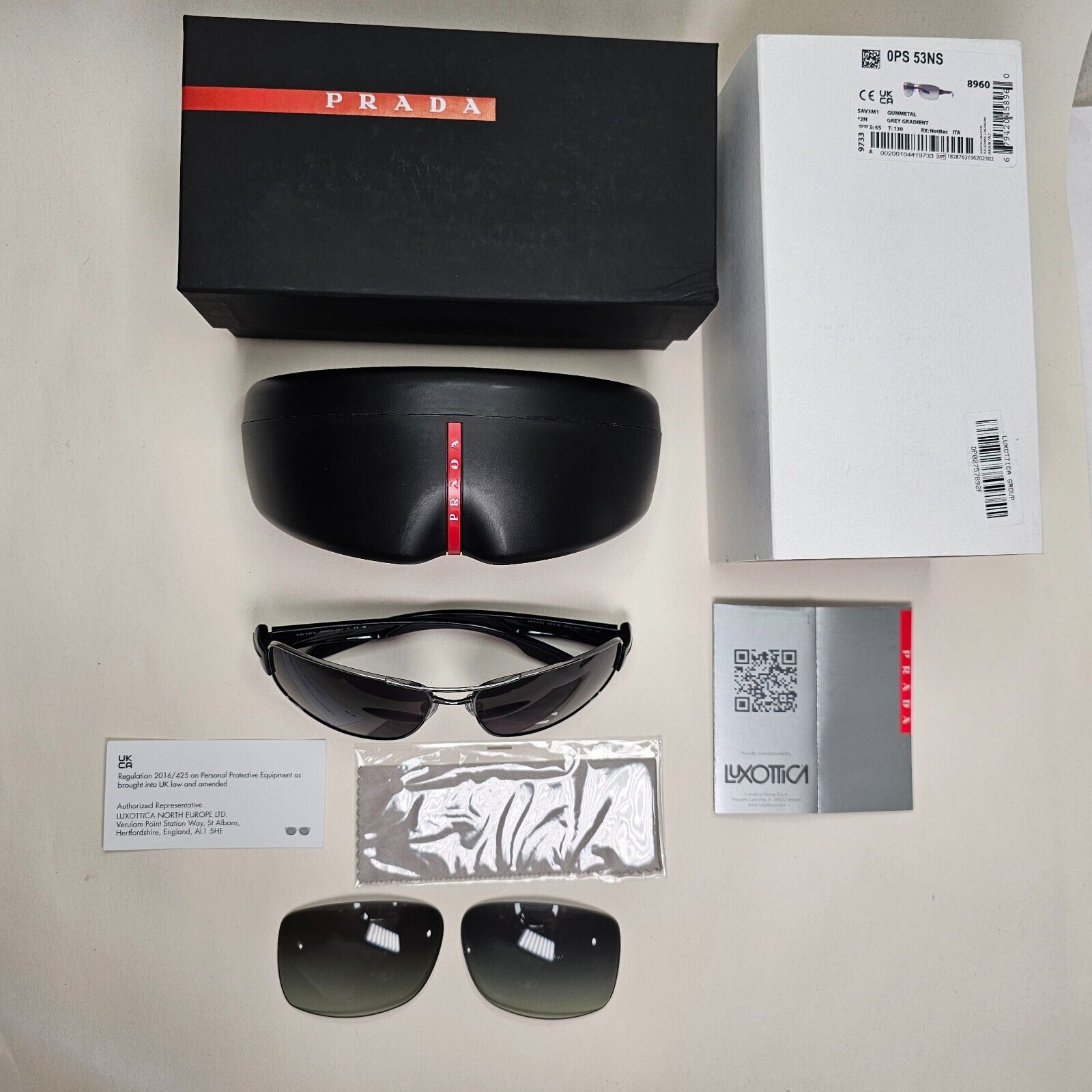 Prada Sunglasses Black Wrap Navigator Square PS53NS SPS 53N 5AV-3M1 65mm 210924