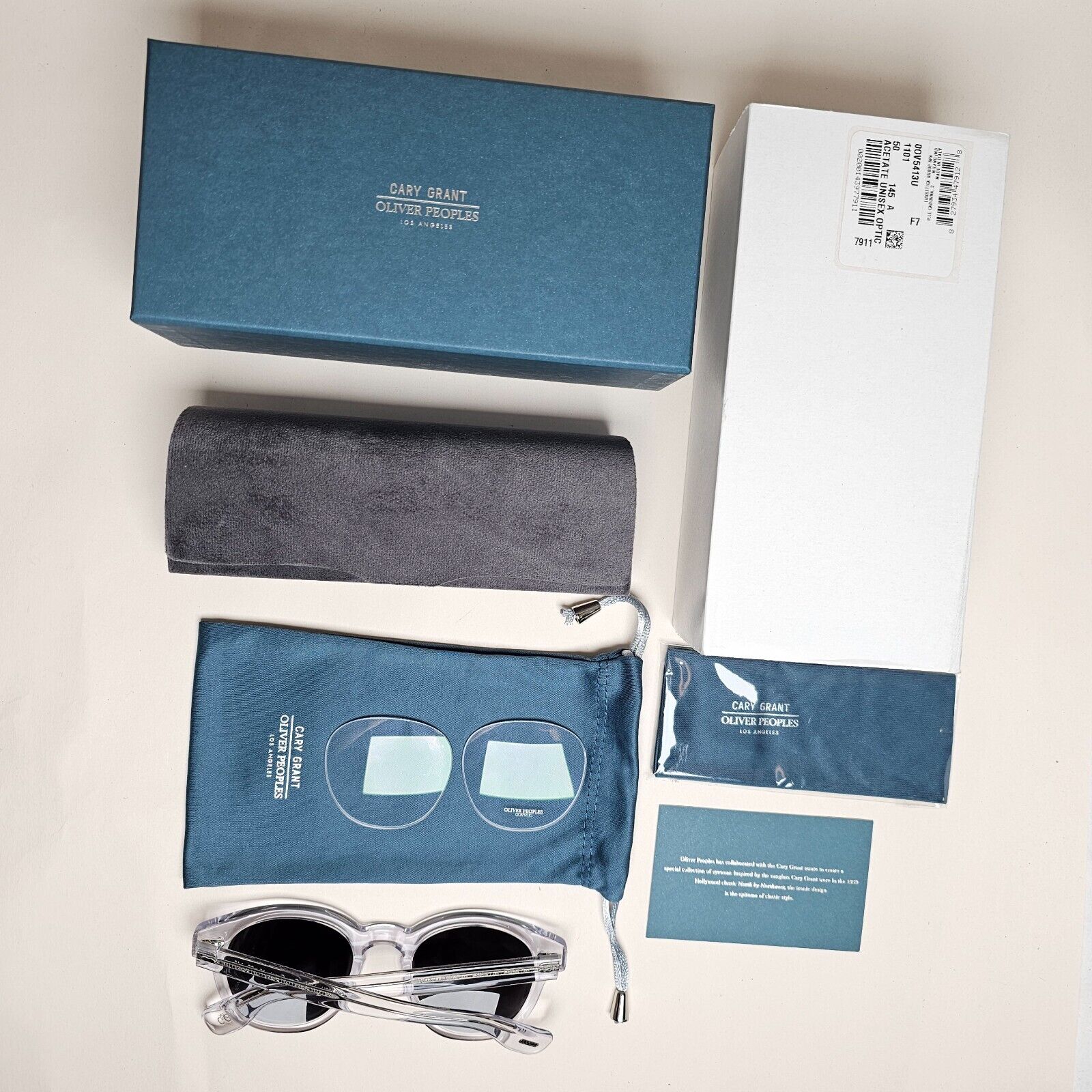 Oliver Peoples Sunglasses Black Clear Crystal OV 5413U Cary Grant 1101 50mm
