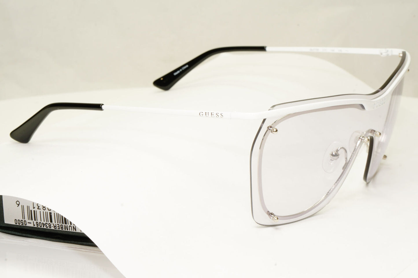 Guess Sunglasses Shield White Lilac Light Tint Visor Mask Womens GU 7720 21C