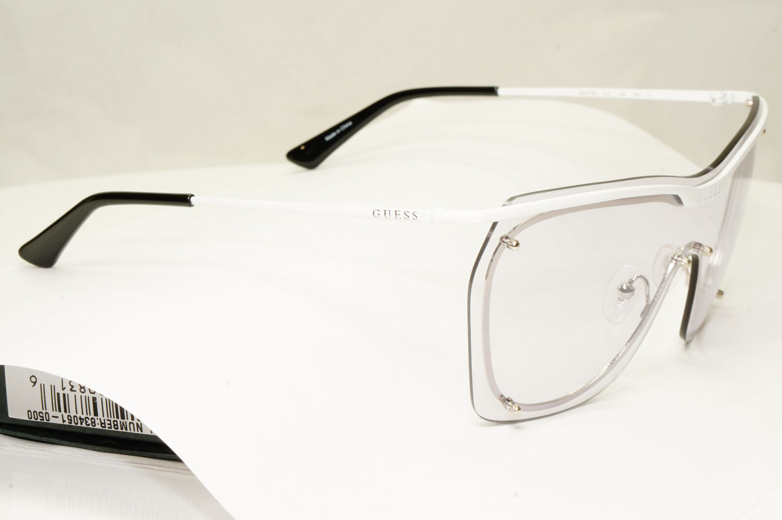 Guess Sunglasses Shield White Lilac Light Tint Visor Mask Womens GU 7720 21C