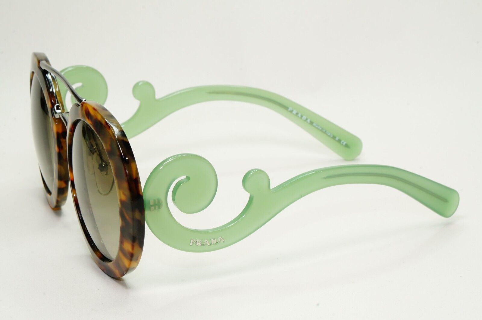 Prada Sunglasses Baroque Swirl Brown Green Round PR13SS SPR 13S UEZ-4K1 281024