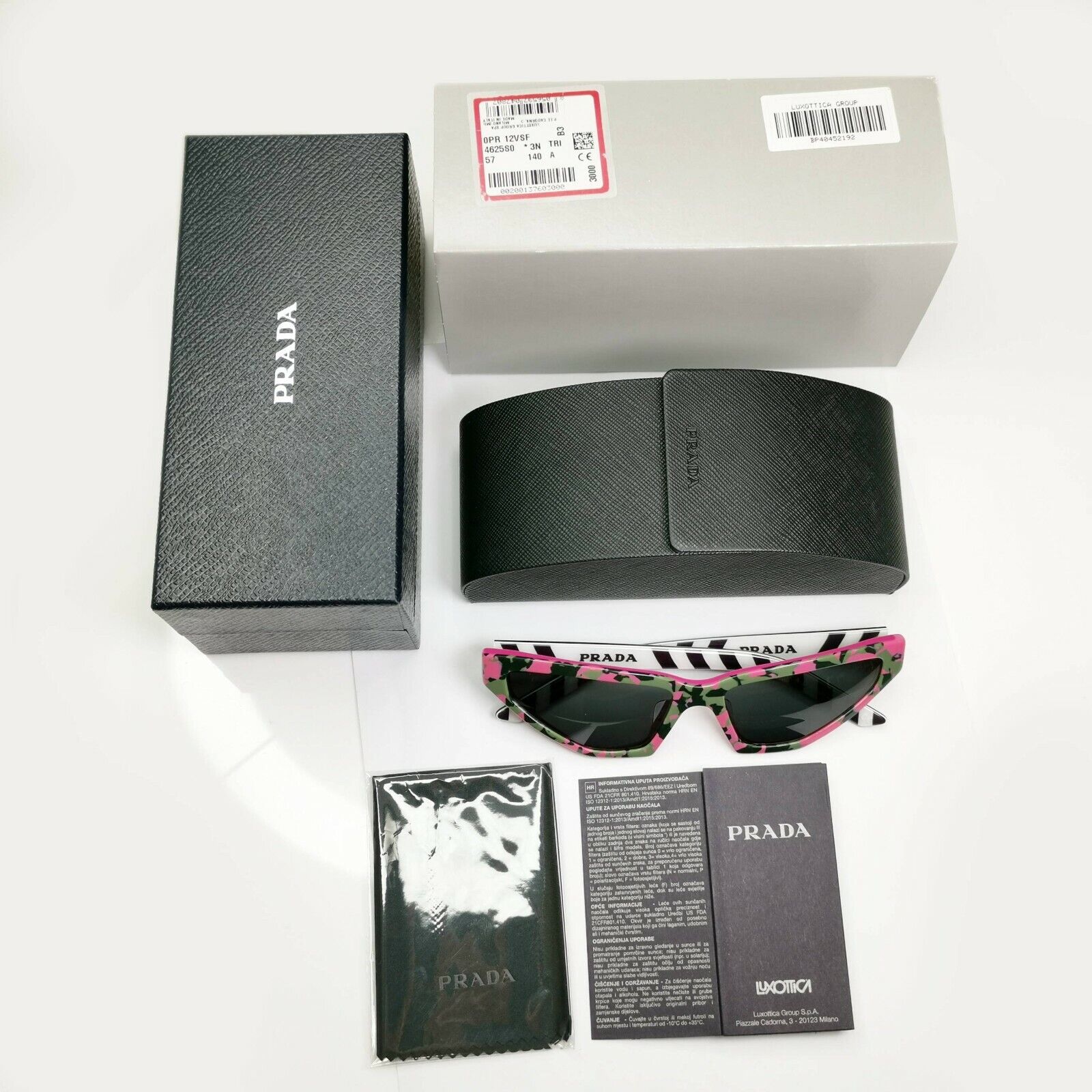 Prada Millenials Sunglasses Pink Black Green Fashion Blogger SPR 12V F 462-5S0