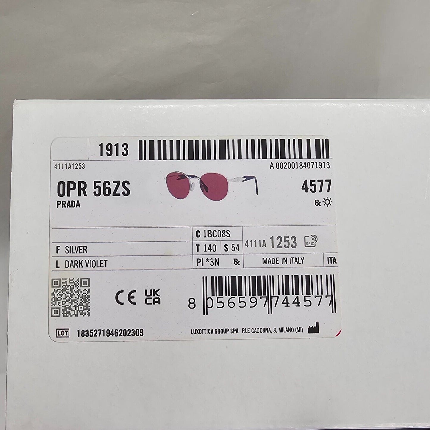 Prada Sunglasses Silver Dark Violet Bordo Round Metal PR56ZS SPR 56Z 1BC-08S