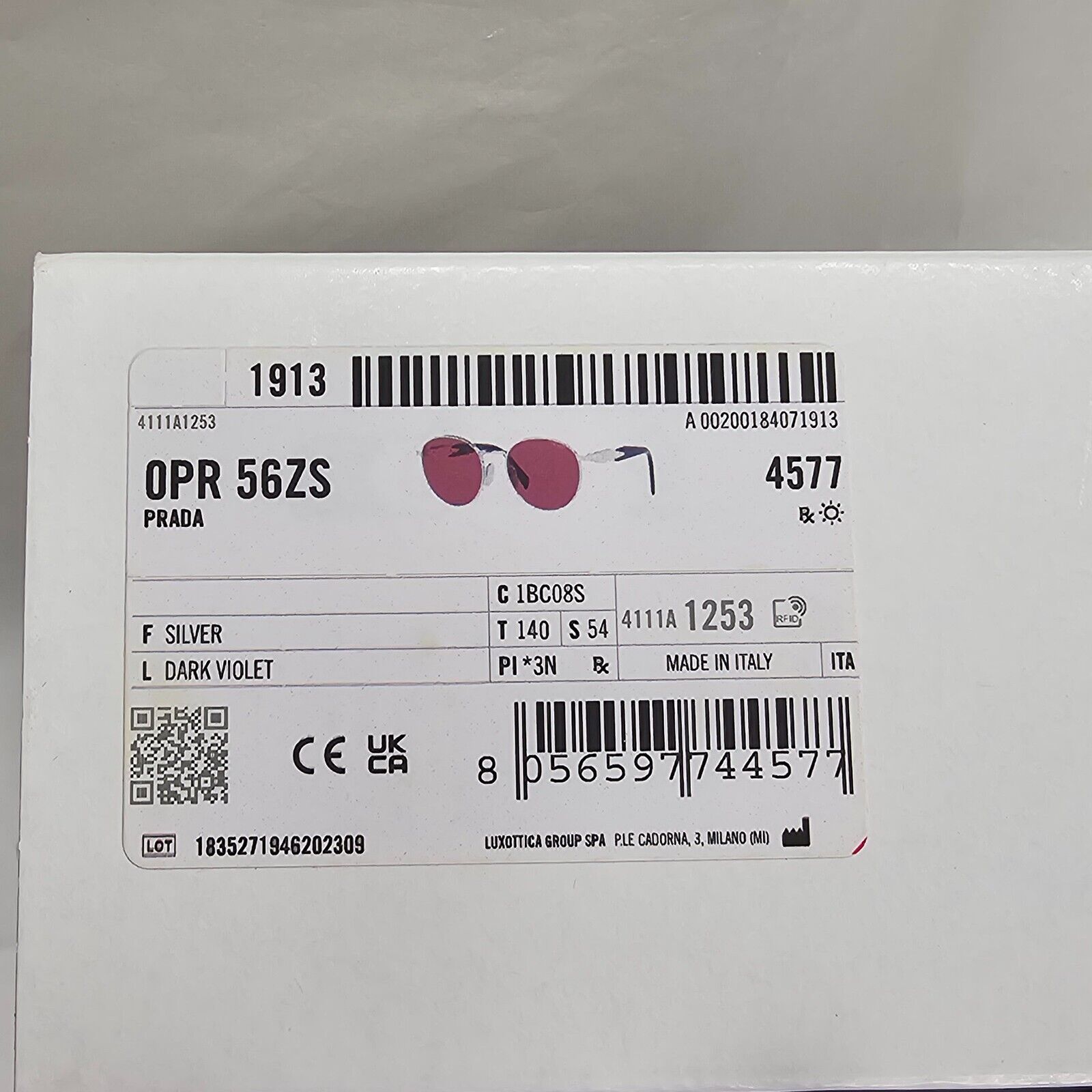 Prada Sunglasses Silver Dark Violet Bordo Round Metal PR56ZS SPR 56Z 1BC-08S