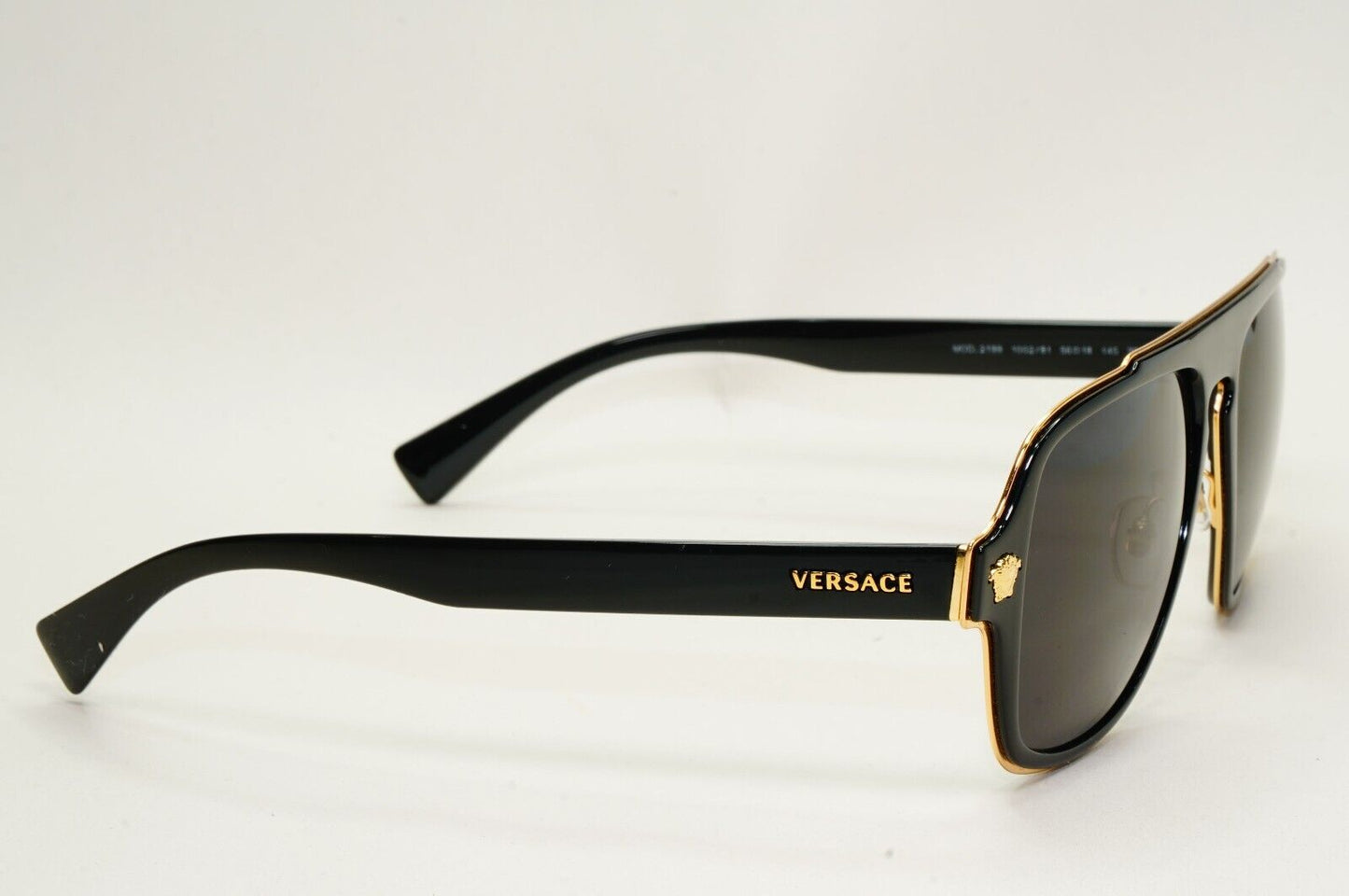 Versace Sunglasses Black Gold Medusa Glossy Square MOD VE 2199 1002/81 260724