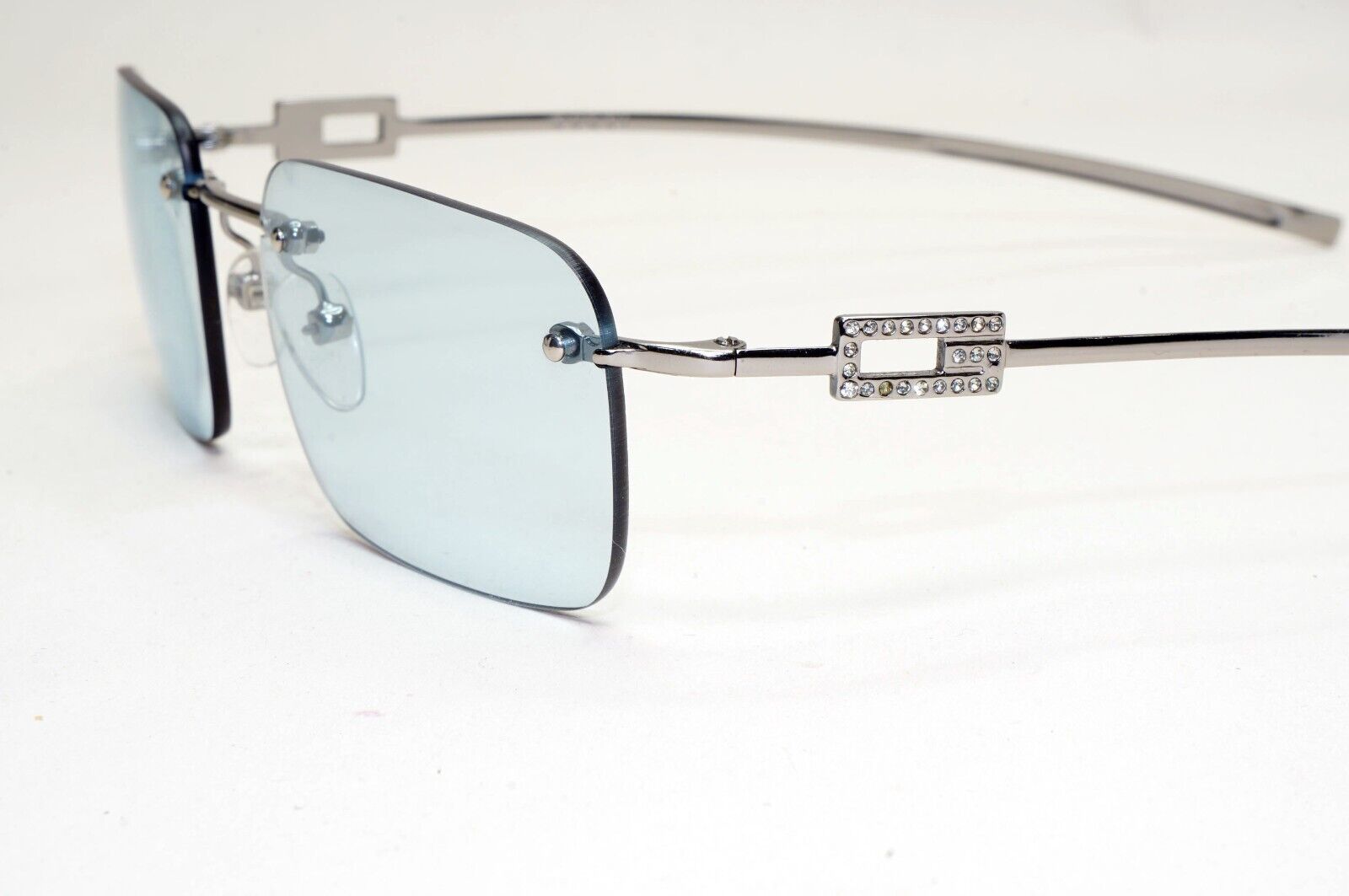 Gucci Sunglasses 1997 Vintage Rimless Blue Silver GG 1777/STRASS 6LBXY 011124