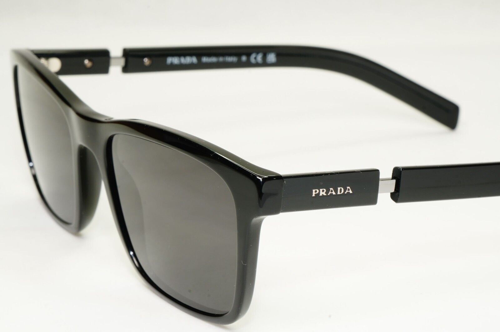 Prada Sunglasses Black Square Glossy Fashion PR16XV VPR 16X 1AB-1O1 55mm