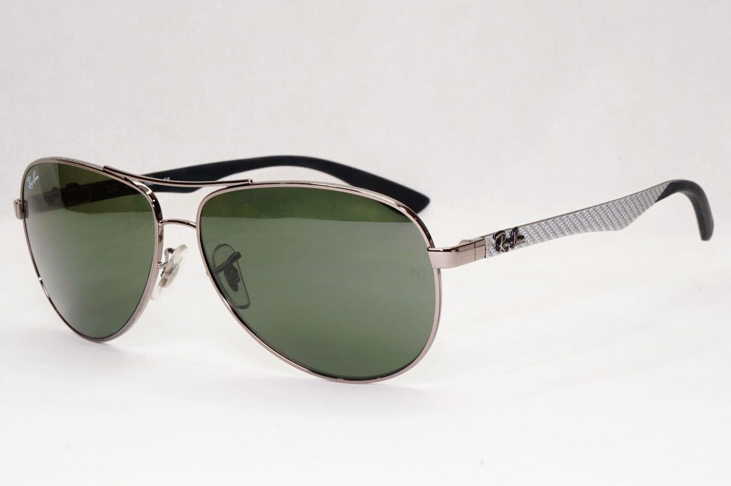 Ray-Ban Sunglasses Carbon Fibre 2013 Pilot Aviator Grey Silver Green RB 8313 004