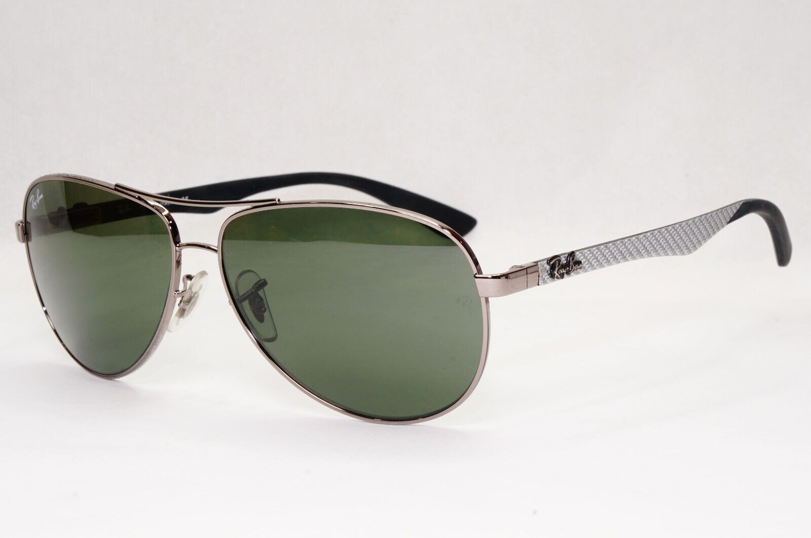 Ray-Ban Sunglasses Carbon Fibre 2013 Pilot Aviator Grey Silver Green RB 8313 004