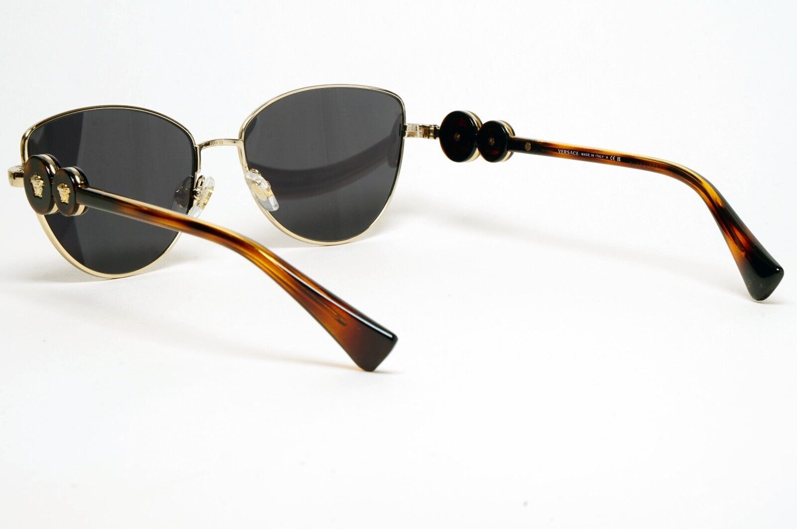 Versace Sunglasses Gold Medusa Black Brown Cat Eyee Metal MOD VE 1284 1489 55mm