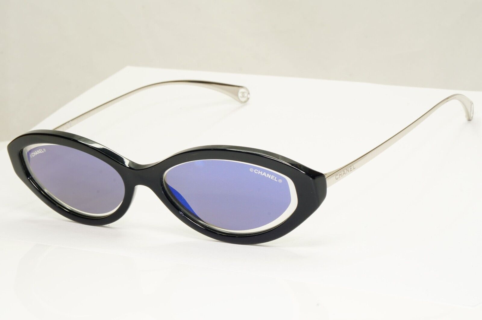 Chanel 2020 Sunglasses Dark Blue Mirror Silver Slim Rectangle 5424 c.1462/ED [A]